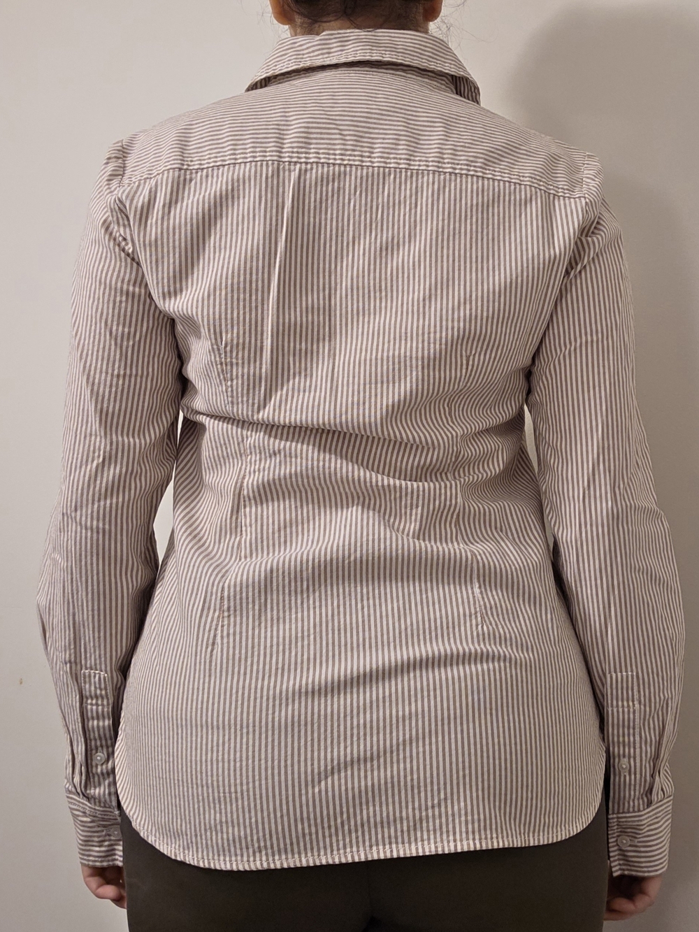 Classic Women's Button-Down Striped Shirt - Cream & Gray